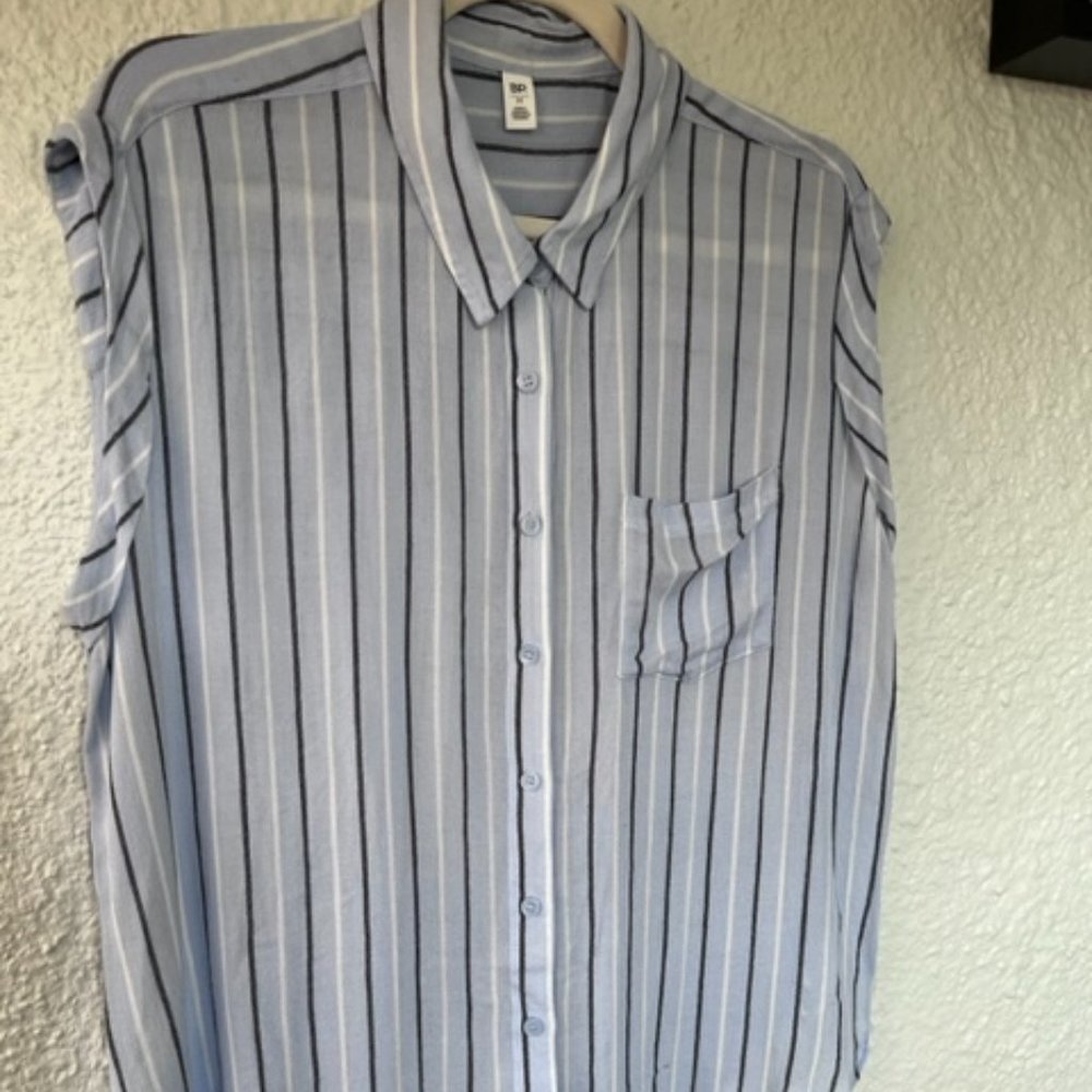 BP Multi-Colored Flowy Short-Sleeve Button Down Top